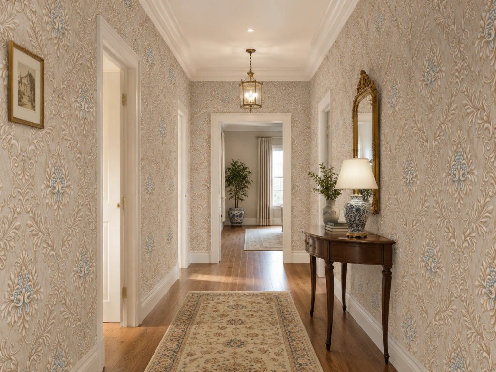 Papel de parede Arabesco Damask Marrom com Cinza Biarritz — Alex Quaresma Fernandes, Vila Isabel