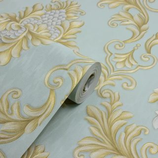 Arabesco Damask Dourado com Azul Claro Biarritz — foto 2