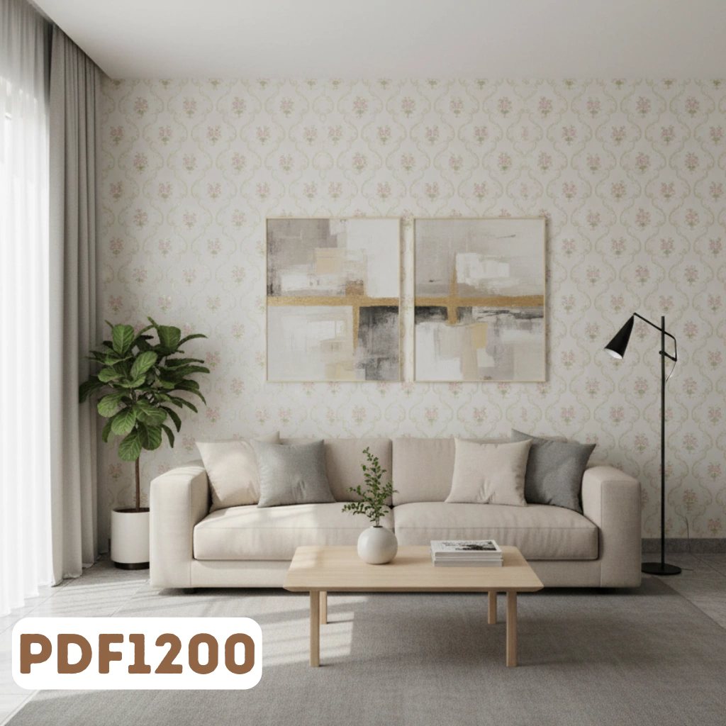 Papel de parede Floral Damask Rosa c/ Flores — Alex Quaresma Fernandes, Vila Isabel