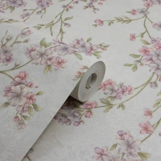 Floral Delicado Off White e Rosa com Brilho Biarritz — foto 2