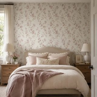 Floral Delicado Off White e Rosa com Brilho Biarritz — foto 3