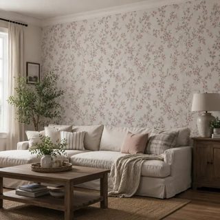 Floral Delicado Off White e Rosa com Brilho Biarritz — foto 4