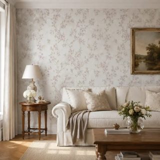 Floral Delicado Off White e Rosa com Brilho Biarritz — foto 5
