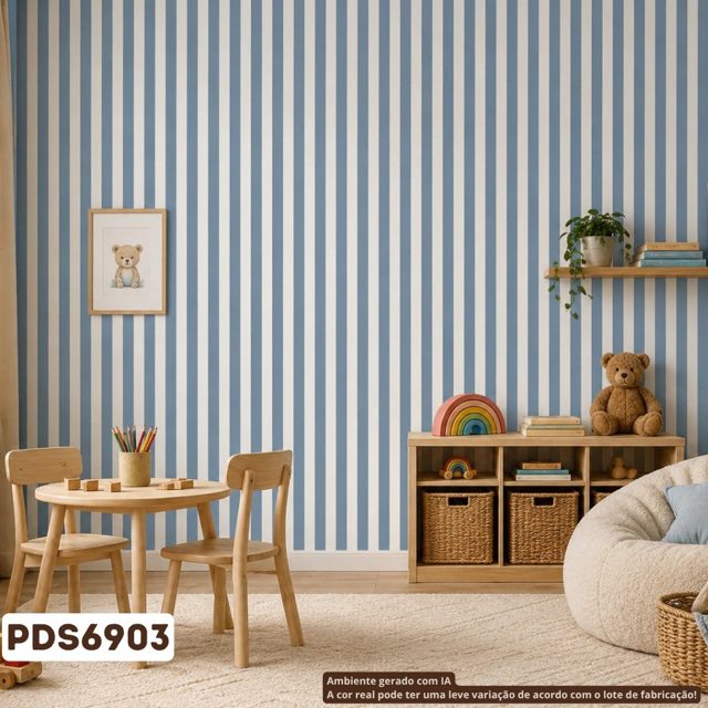 Papel de parede Listras Largas Azul Escuro Biarritz — Alex Quaresma Fernandes, Vila Isabel