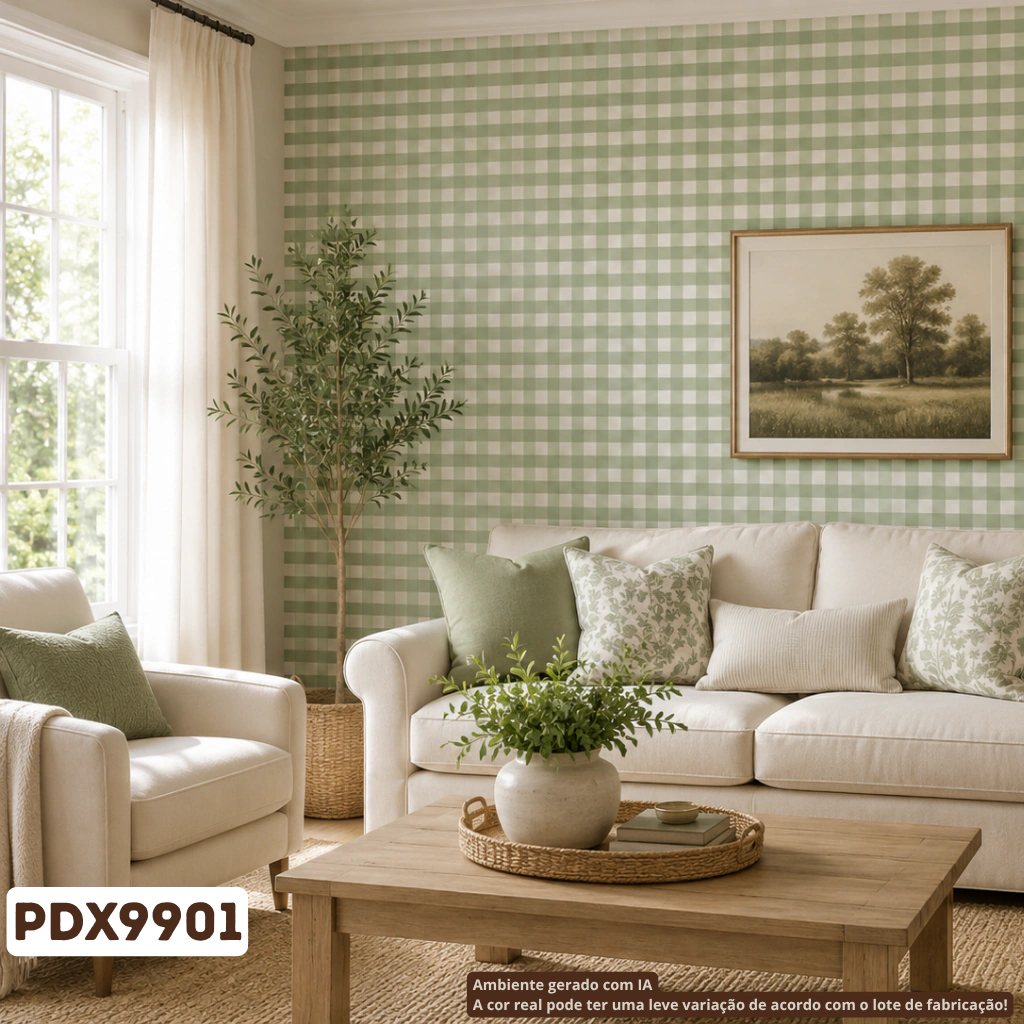 Papel de parede Xadrez Verde Erva-Doce Biarritz — Alex Quaresma Fernandes, Vila Isabel